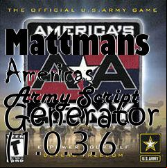 Box art for Mattmans Americas Army Script Generator (1.0.3.6